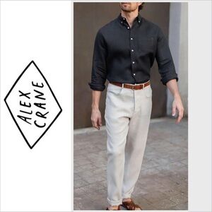Alex Crane Linen Cham Pants 32  Bone